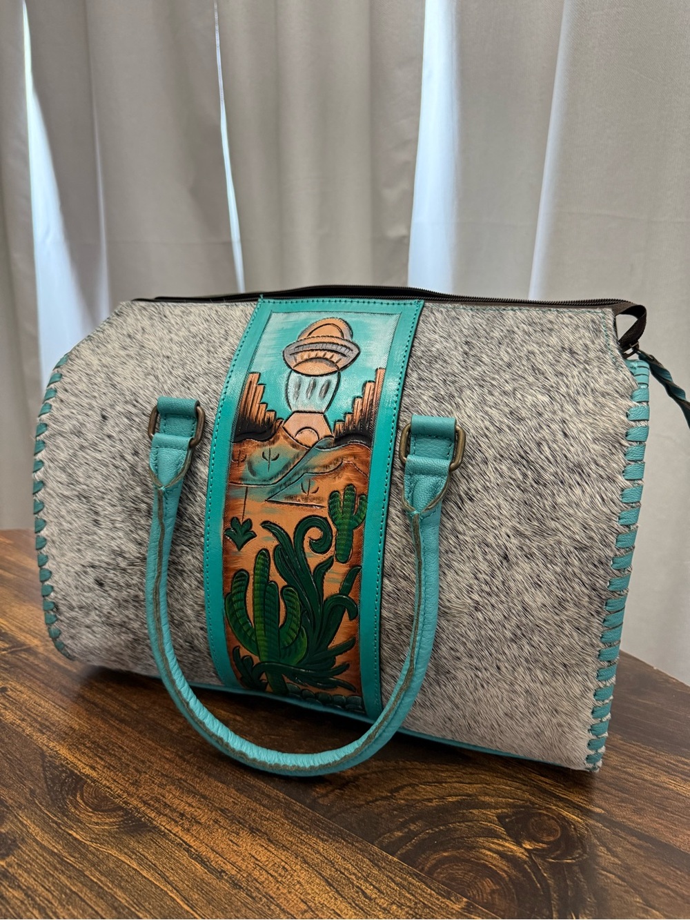 Large UFO speedy purse! Real hide & real leather!
